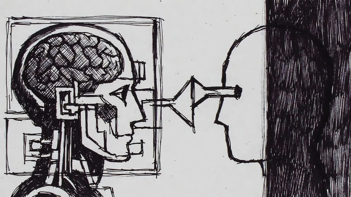 Intelligence Adjacent philosophy: Two collaboration models showing augmented (AI inside human) versus adjacent (human and AI as distinct entities working together)