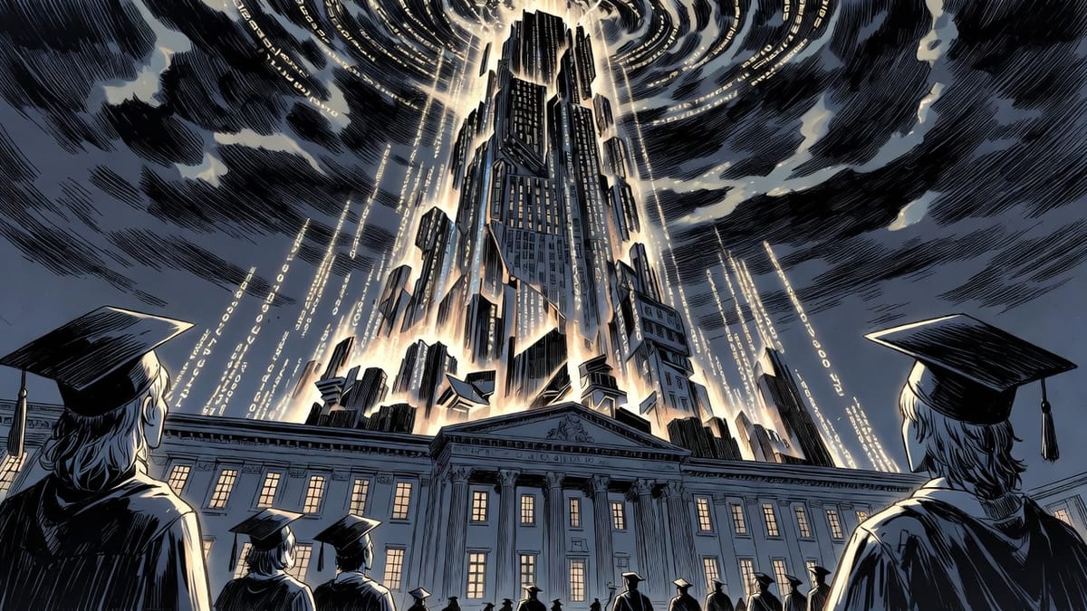 College education AI disruption illustration